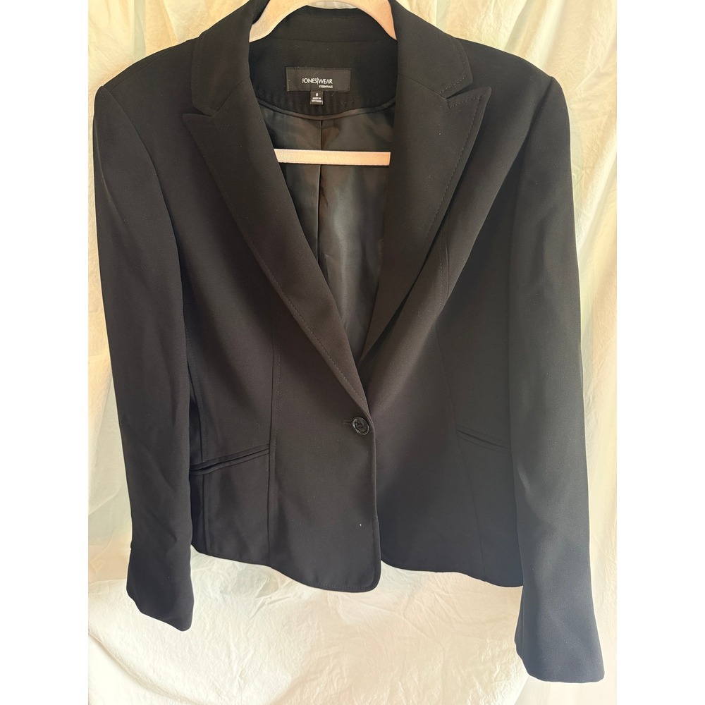 Jones Wear Essentials Black Skirt Suit Set Blazer Pencil Skirt Size 8 - Picture 2 of 11